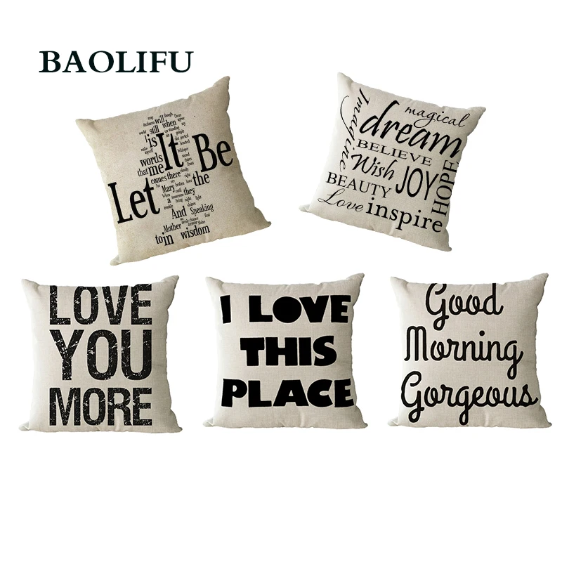 Baolifu Чехлы для подушек home sweet Наволочки из хлопка и льна солнце любовное письмо Подушки диван Спальня декоративные Подушки Детские крышка A134