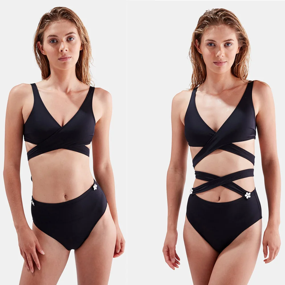 

Women Swimsuits Solid Color Detachable Bikini One-pieces Backless Swimwear for Summer Beach JT-Drop Ship