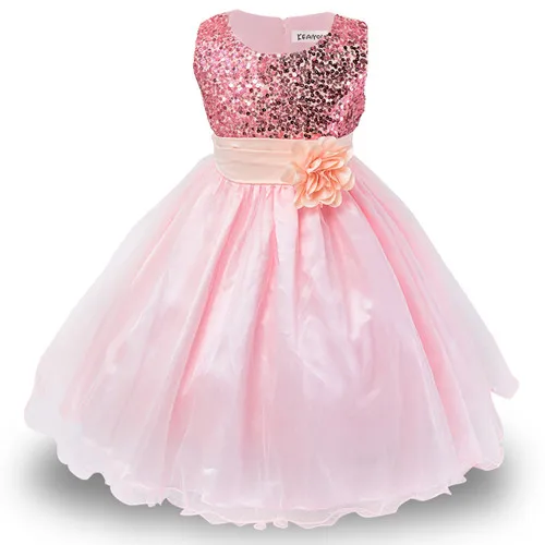 Платье для девочек детские Свадебные платья подружки невесты для девочек г. Рождественские наряды на конкурс красоты, праздничное платье принцессы для девочек от 2 до 12 лет - Цвет: pink