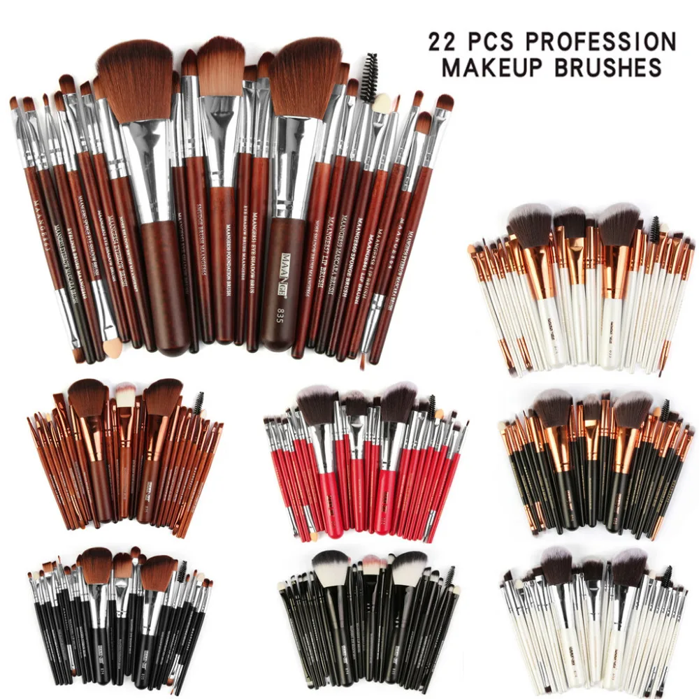 

Wooden Makeup Brush Set tools Make-up Toiletry Kit Make Up Brush Set 22Pcs Maquiagem Full Professional Makeup Face Cepillos