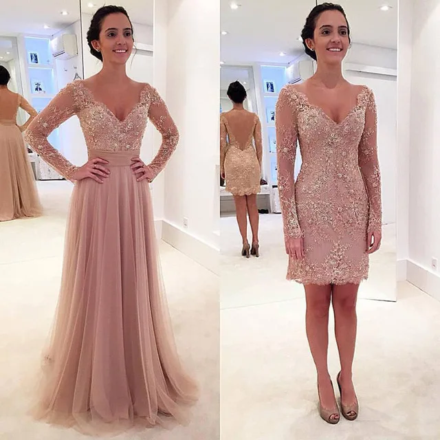 Элегантные вечерние платья длинный рукав; Robe De Soiree Праздничное платье, платье на выход с аппликацией для девочек, Женская длинная Съемная vestido longo