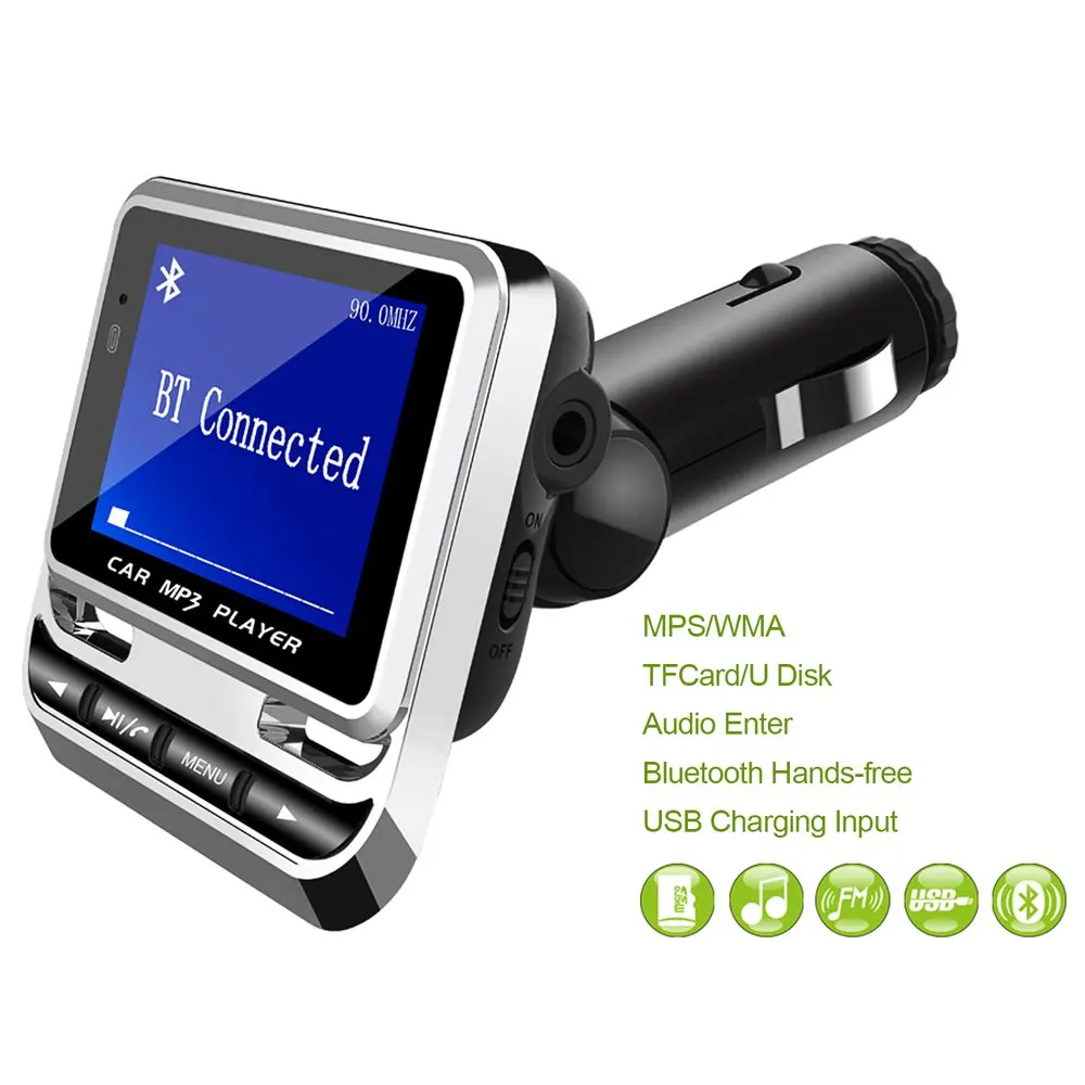 

1.4" LCD Car MP3 FM Transmitter Modulator Bluetooth Handsfree Music MP3 Audio Player with Remote Control Support TF Card/USB