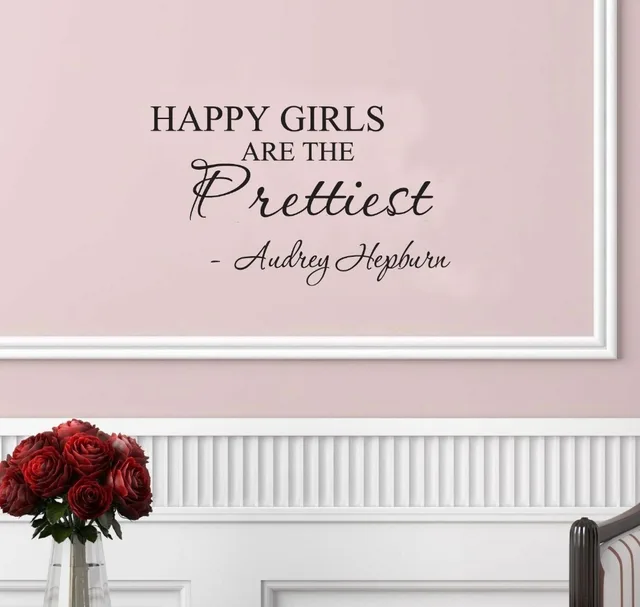 happy girls are the prettiest. audrey hepburn. vinyl wall art