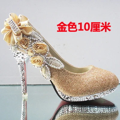 

Wedding shoes female high heel red bridal shoes with round head high heel stiletto waterproof platform wedding shoes.