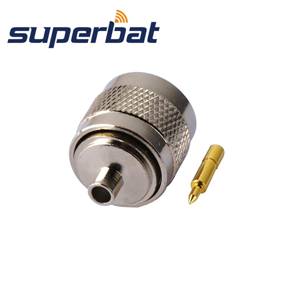 Superbat 10pcs N-Type Solder Male RF Coaxial Connectors for Semi-Rigid RG402 Cable 0.141" Diameter Pack of 10