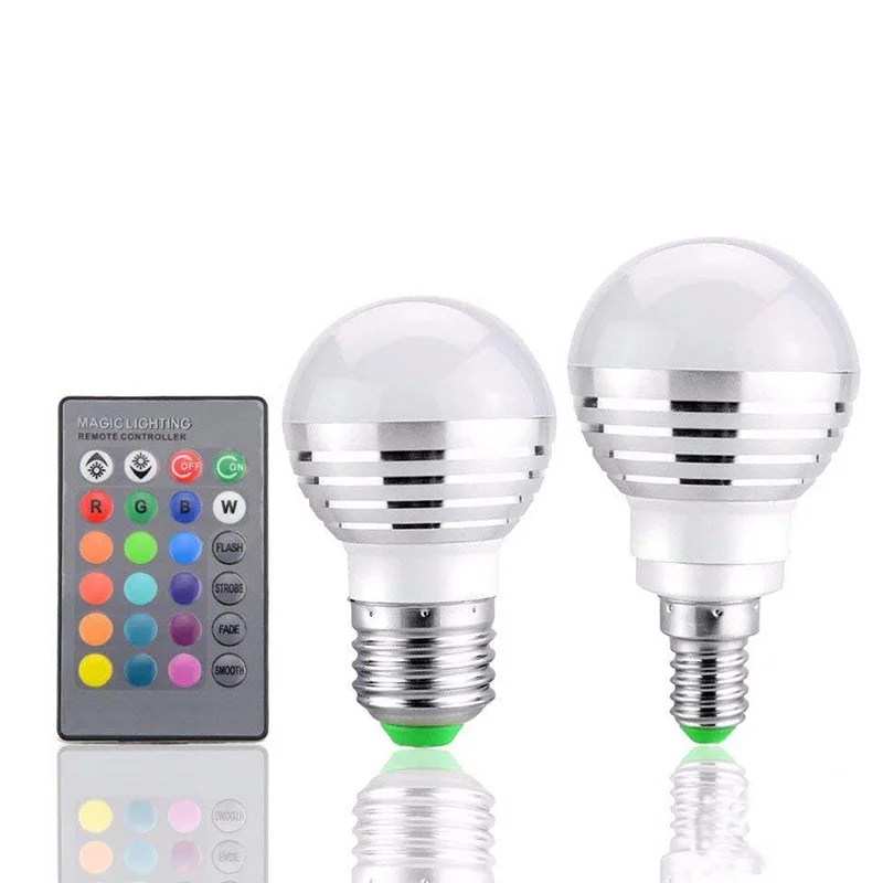 Затемнения 85 265 V E27 E14 RGB светодиодный лампы 16 Цвет Magic Рождественская ночь лампа
