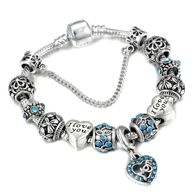 Spinner Mom Dangle Heart Charm Bracelet Women Fit Snake Chain Spinner Mom Dangle Heart Charm Bracelet Women Fit Snake Chain Pandora Diy Jewelry Gift For