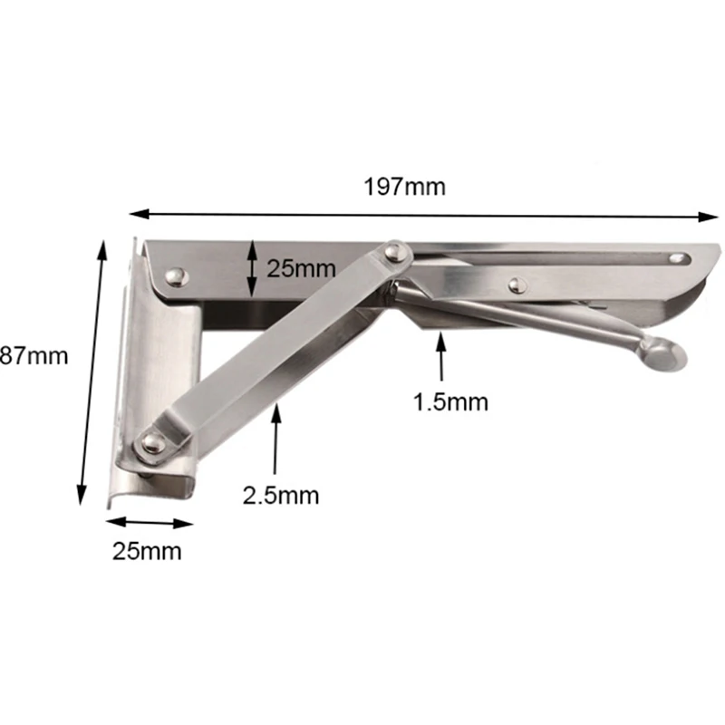 8 inches Triangular Folding Bracket Metal Release Catch Support Bench Table Folding Shelf Bracket Home - Цвет: 8 inches
