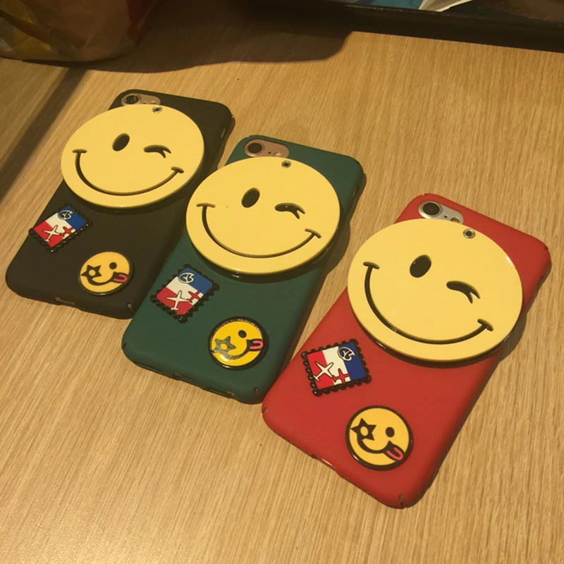 Aoweziic Smiling face mirror 6S mobile phone shell 8Plus hard shell anti fall For iPhone7plus protective cover X XS women