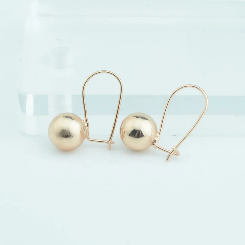 

Fashion Jewelry Women Girls 585 Rose Gold Color Small Smooth Copper Dangle Earrings