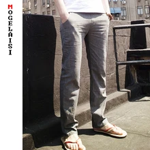 Льняные штаны, Мужские штаны из льна и хлопка, обхват талии 70-112 см, однотонные брюки на шнурке, мужские льняные штаны, Азиатский Размер M-3XL