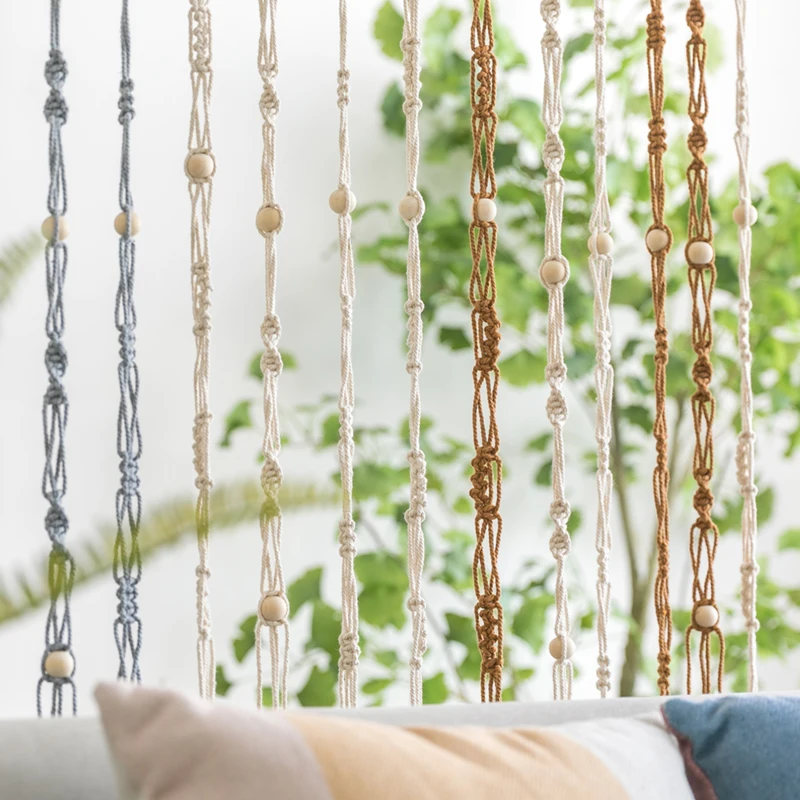

3-pcs Set Hand-woven Macrame Wall Hanging Ceiling Roof Boho Decor Pendant Room Aerial Ornaments String Partition Curtain