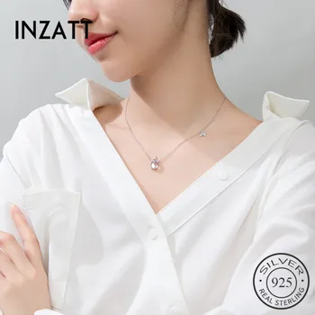 

INZATT Real 925 Sterling Silver Enamel Rainbow Crystal Pendant Necklace For Fashion Women Party Fine Jewelry Trendy Accessories