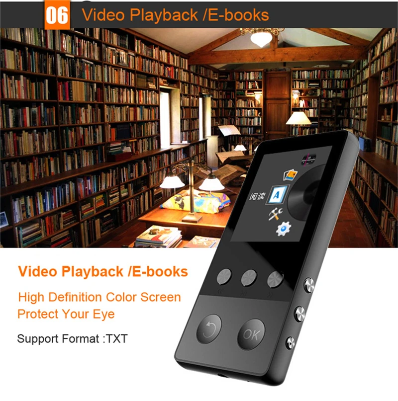 Portable Blutooth MP3 Player Mini Audio 8GB with Built-in Speaker TF Card FM Radio APE Flac Caixa Se Som Soundbar Metal Materia mp3 music player