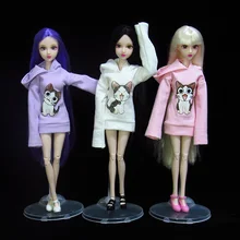 T02-X503 Blyth st Одежда для кукол 1/3 1/4 bjd 1/6 аксессуары для кукол розовый белый фиолетовый свитер с капюшоном и рисунком кота 1 шт