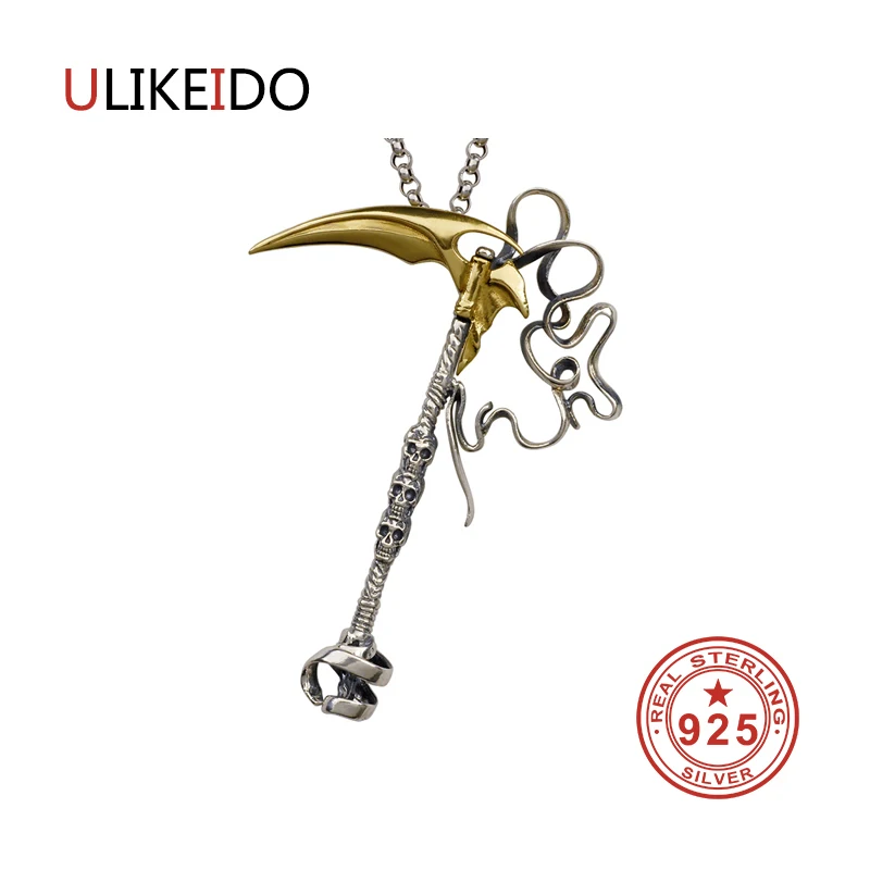 

Pure 925 Sterling Silver Jewelry Skeleton Charms Punk Pendants for Men And Women Thai Silver Necklace Chain Fine Gift 1335