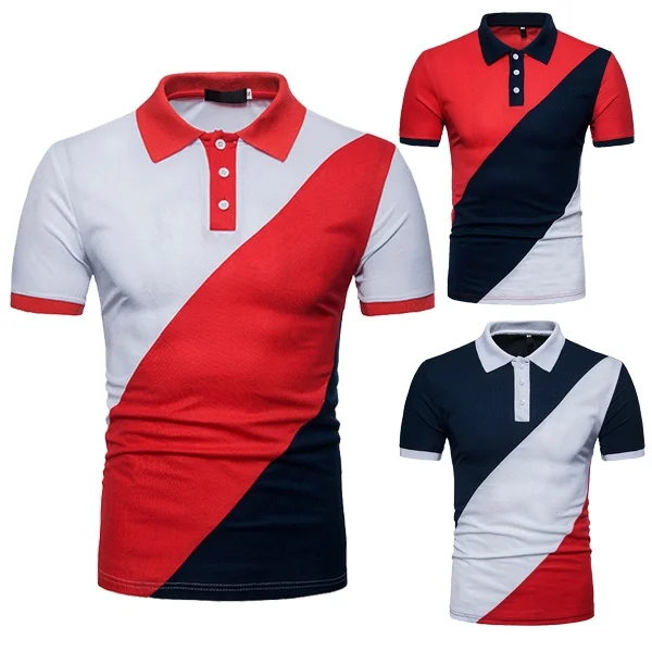 

ZOGAA Men Short Sleeve Polo Shirt Patchwork Color Casual Turn-down Collar Undershirt Slim Fit Men Designer Polo Shirts Big Size