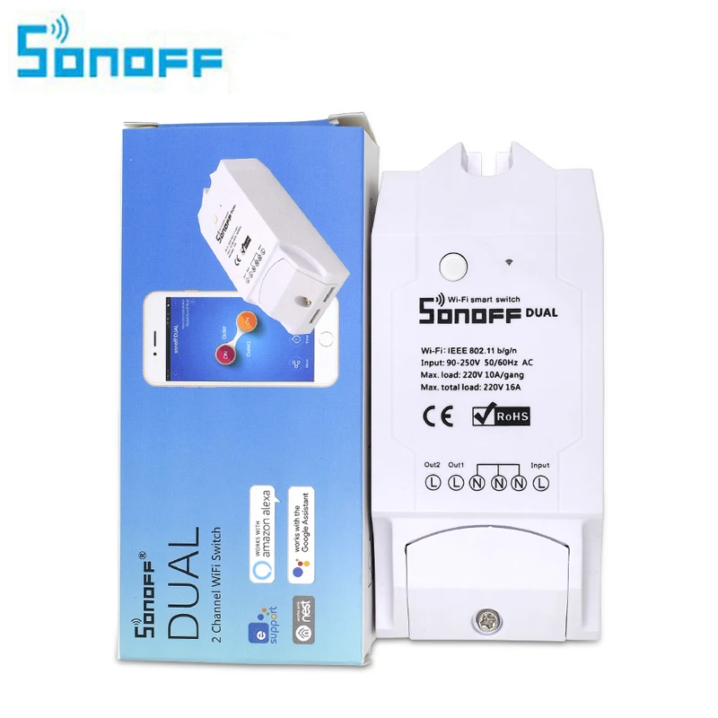 10 шт. Sonoff двойной WiFi беспроводной умный переключатель света дистанционное