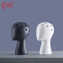 Современная черно-белая ваза для цветов, керамическая ваза для дома, офиса, комнаты, ресторана, Декор, полый держатель для статуэтки, головной ваза, идеи подарка