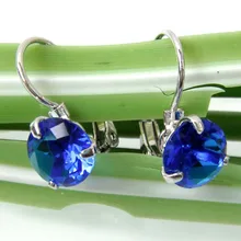 Navachi круг 0.8 см синий кубический циркон Crystal White GP Серьги-кольца smt2858