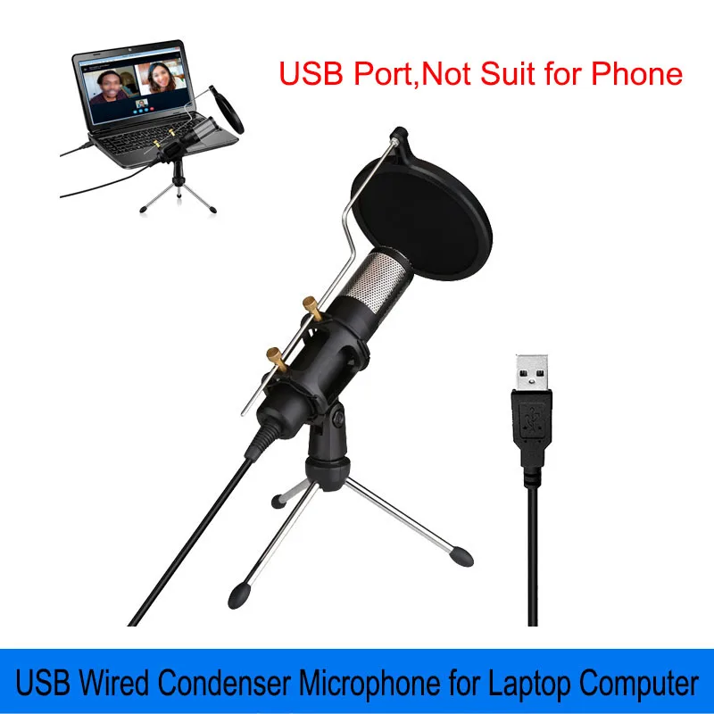 

USB Microphone Wired Condenser Microphone Professional Studio Mic for PC Laptop Computer Live Broadcast
