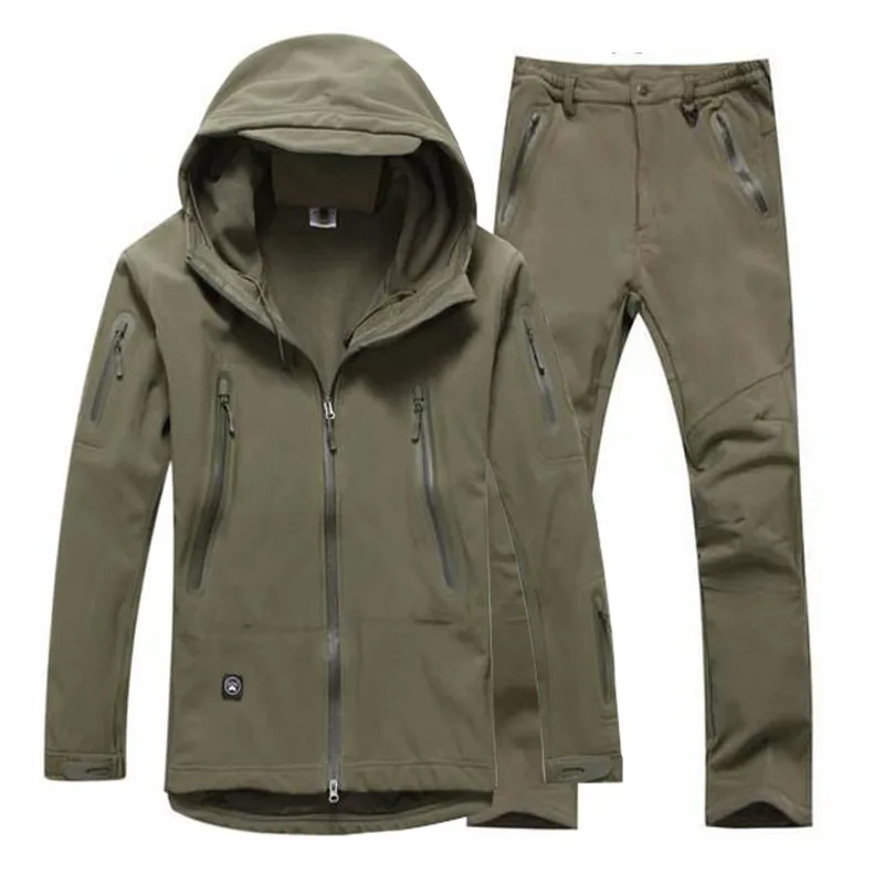 

Man Professional Waterproof Fishing Softshell Tactical Military Jacket Army Sport SoftShell Hunting Pant set Hiking