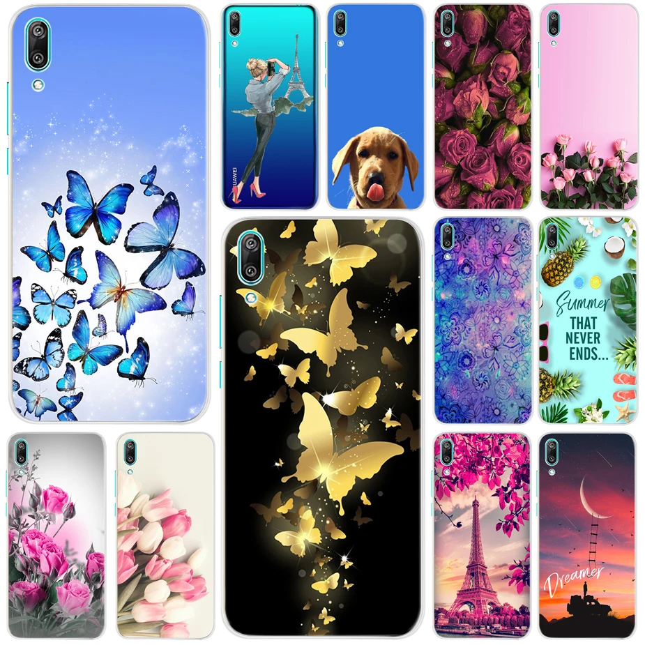 Чехол для Huawei Y7 Pro 2019, мягкий силиконовый чехол, чехол для телефона Huawei Y 7 Y7 Pro 2019 Y7Pro, окрашенный чехол, чехол, чехол-накладка, чехол для телефона с рисунком, чехол для Huawei Y7 Pro 2019