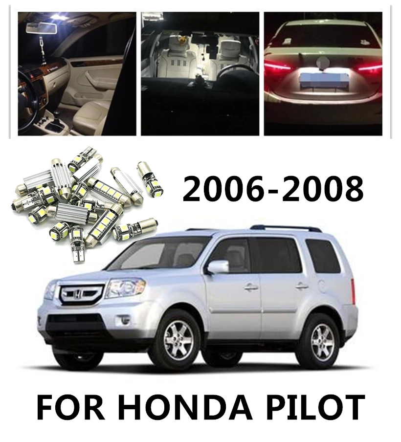 

360Lahl 13pcs LED White Map Dome TRUNK COURTESY Light Bulbs For Honda Pilot 2006-2008 Light Bulbs Interior Package Kit