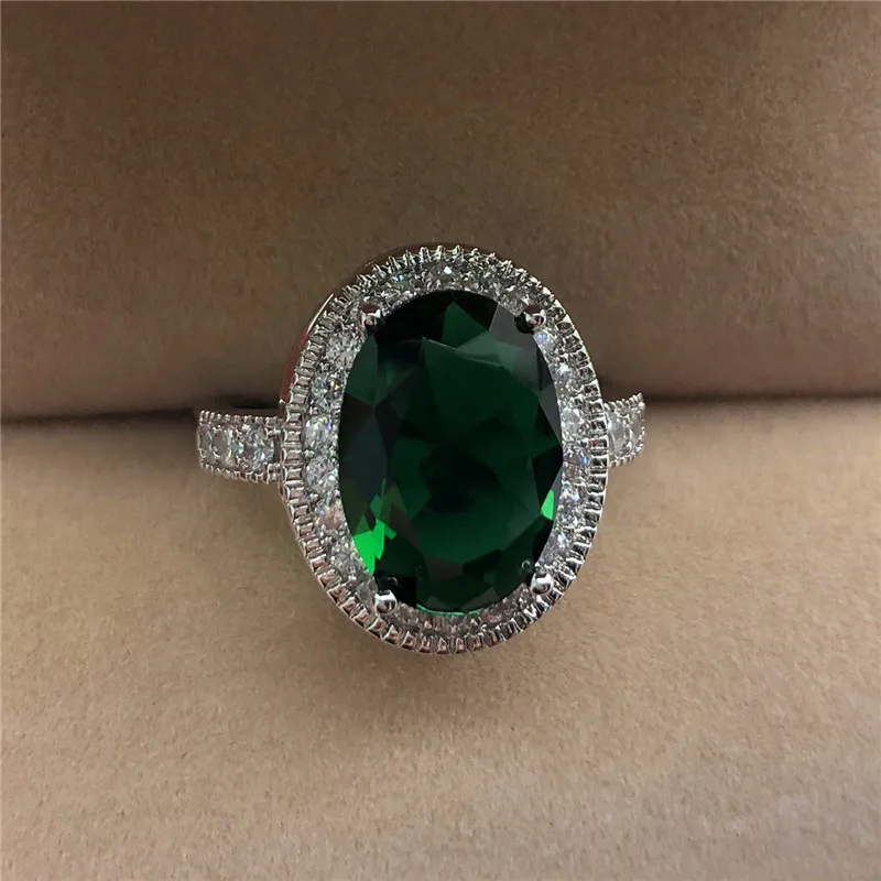 

Fashion Male Female Big Oval Ring Luxury Green Red White Stone Ring Promise Wedding Engagement Rings For Men And Women