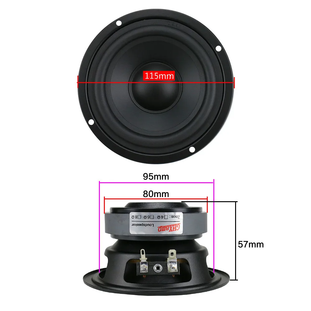 Alto-falante de Alta Médio para Estante Borda de Borracha de Áudio do Carro Ghxamp Polegada Fidelidade Mid-bass 8ohm 80 w 115mm Alto-falante Woofer 1 pc 4.5 - Image 6