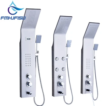 

Rainfall Waterfall Shower Panel Digital Display Bath Shower Faucet Set Multi-functional Nozzles Massage SPA Jet