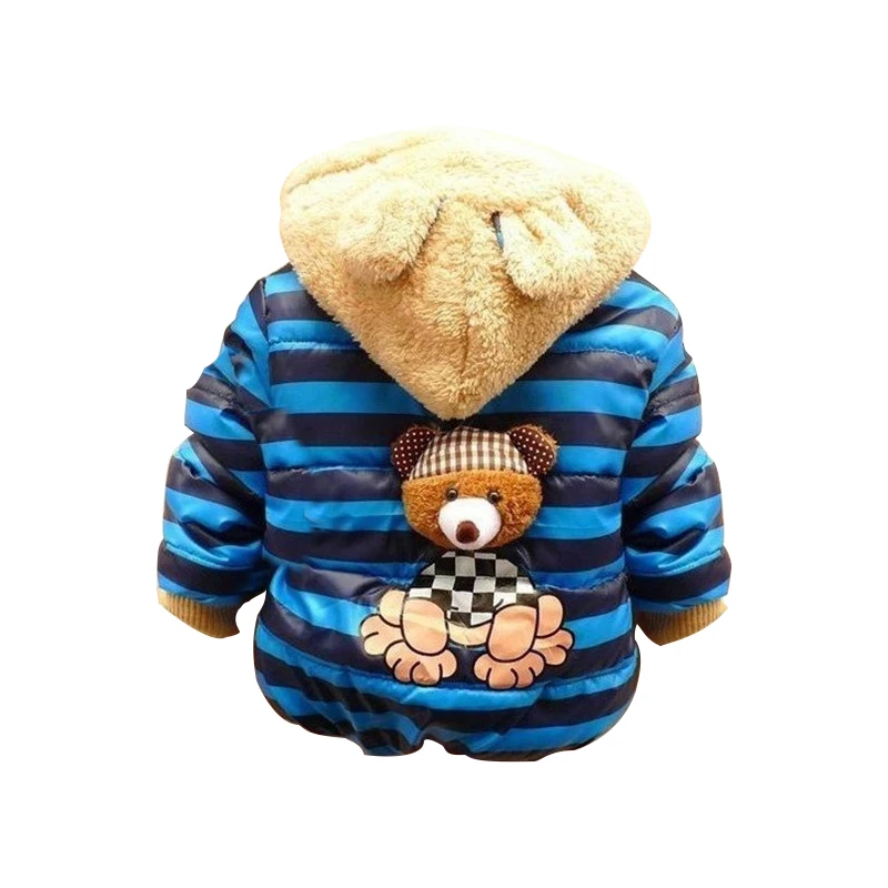 Retail 2017 Baby boys Bear Winter Coat children outerwear Kids cotton thick warm hoodies jacket boys