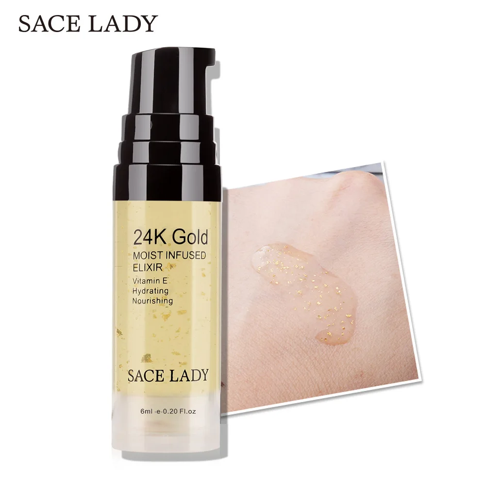 

SACE LADY 24K Gold Elixir Oil for Face Makeup Primer 6ml Professional Moisturizing Make Up Base Foundation Primer Pores TSLM1