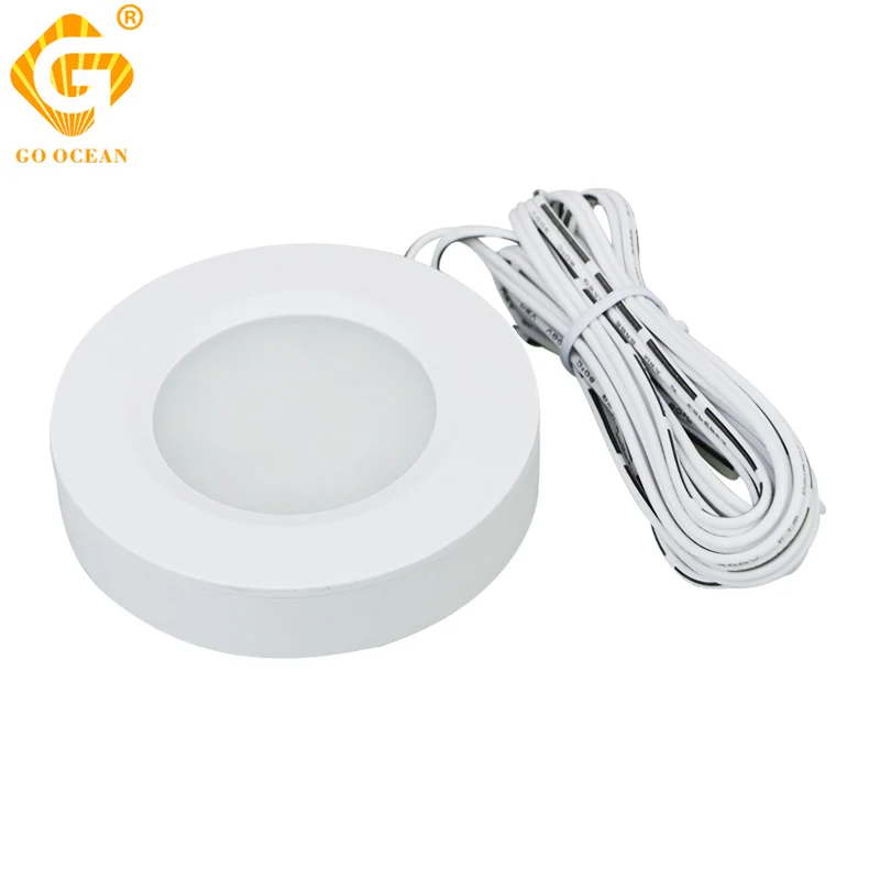 cheap Under Cabinet Lights Closet Lamp 12V DC 3W LED Cupboard Light Aluminum Round Shape Lamps For Kitchen Counter Lighting Bookshelf