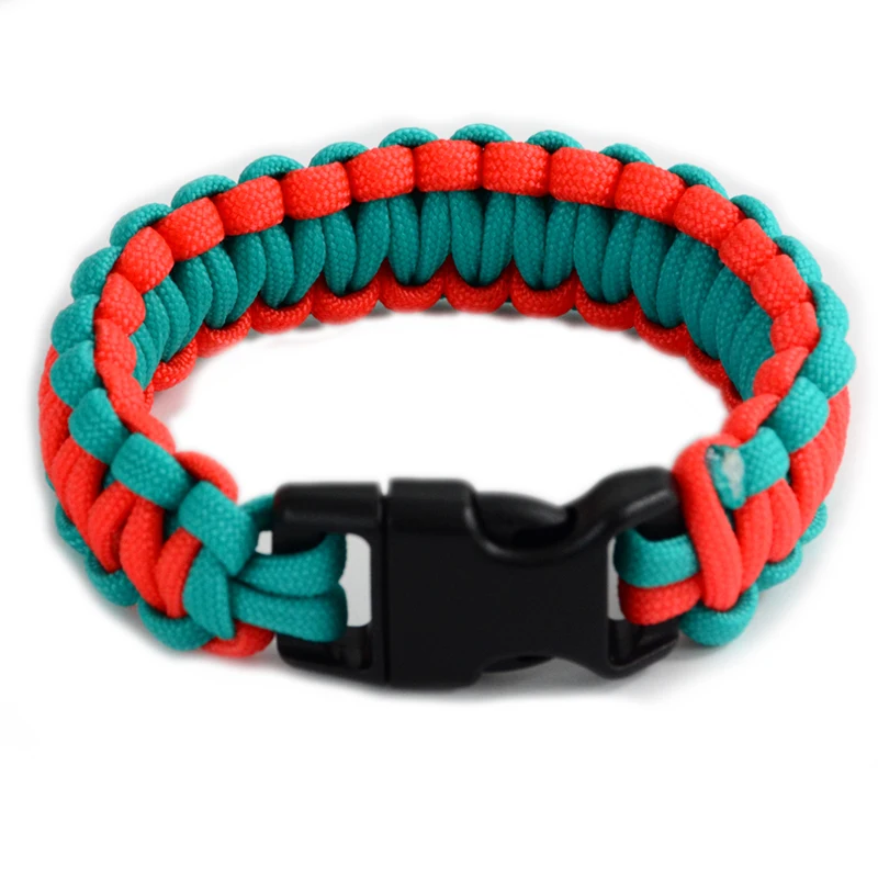 

Customized paracord survival bracelet with curved release buckle