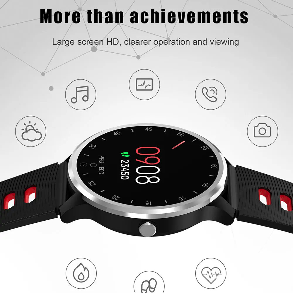 New A9 Smart Watch Racket Screen ECG Heart Rate Blood Pressure IP67 Waterproof Message Push Bracelet for Android iOS