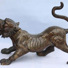 2" Китайский Бронзовый Свинка Животное Талисман Жестокость Тигре Тигр Лев Статуя Льва