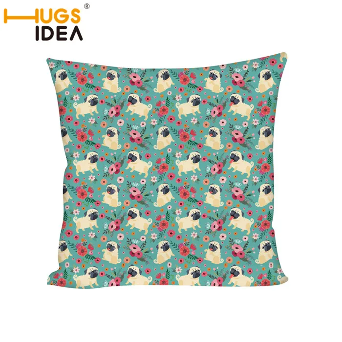 

HUGSIDEA Pug Dog Pillowcase Basset Hound Exotic Short Hair Print Custom Car Cushion Cover Decorative Pillow Case Sofa Home Decor