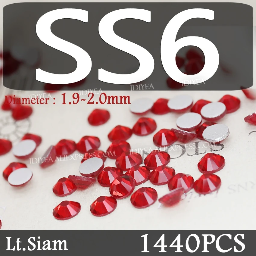 Lt. Siam смешанные размеры SS3-SS10 SS4-SS30 Стразы для дизайна ногтей украшения не горячей фиксации хрустальные ногти блестит для DIY Декор Маникюр - Цвет: SS6 1440PCS