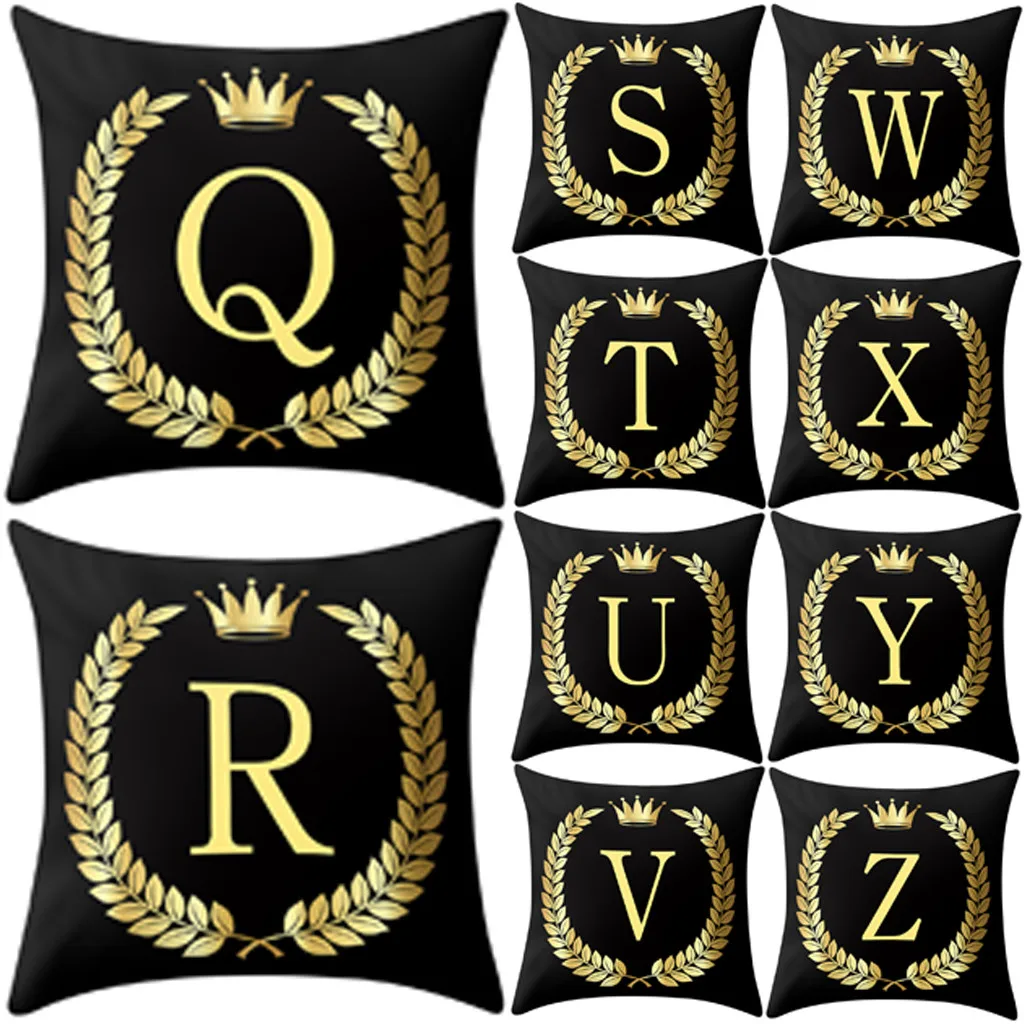 

Pillow Cover Black and Gold Letter Pillowcase Sofa cushion Cases Cover Home Decor pillow cases home decor 45x45cm decorative #SS