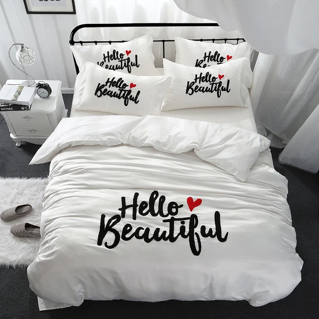 Aliexpress S Women Beautiful Bedding Set King Queen S Women Beautiful Bedding Set King Queen Size Bed Linen Cotton Imitate Silk White Color Thick Embroidered Bedclothes