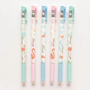 

3pcs Creative Stationery Student Flamingo Gel Pen 0.5mm Full Needle Blue erasable ink pen School Supplies Office Supplies 0.5