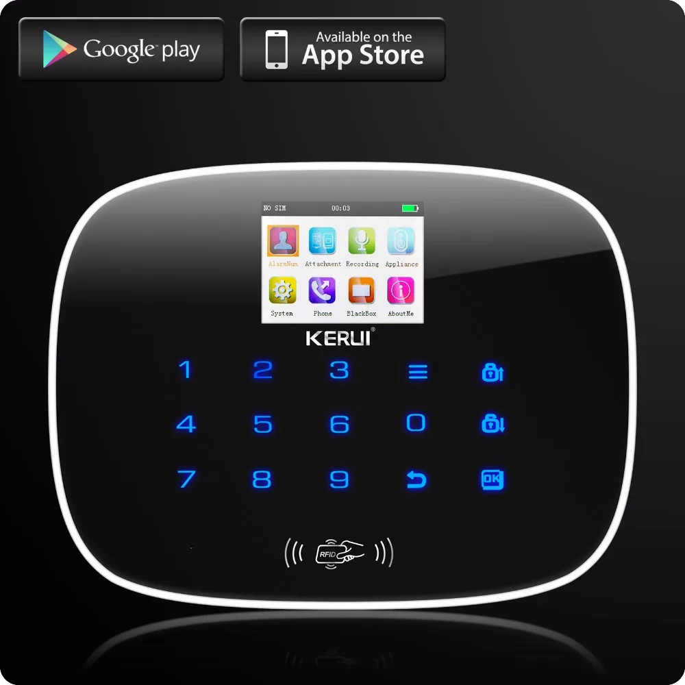 Kerui APP Беспроводная GSM сигнализация TFT цветной дисплей Автонабор охранная