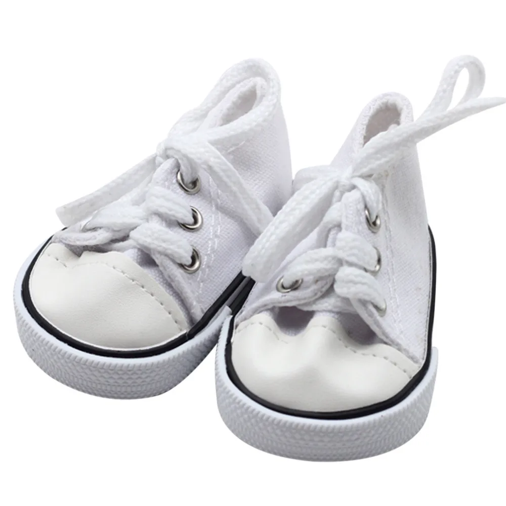 1 пара 7*3,6 см кукольная обувь для девочек США подходит для 18 дюймовых кукол Детская кукла спортивная обувь для девочек лучшие подарки куклы аксессуары - Цвет: Белый