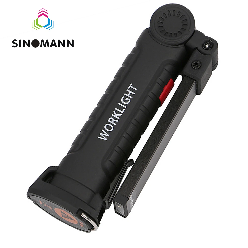 Portable 3 Mode Cob Flashlight Torch Usb Rechargeable Led Work Light