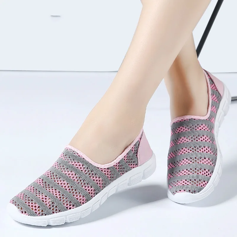 

2019 Summer women shoes women Breathable Mesh sneakers shoes ballet flats ladies slip on flats loafers shoes Plus size