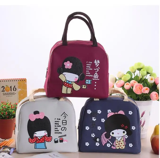 New Cute Girl Lunch Bag Large Package Thicker Thermal Insulation Bag Lunch Box Waterproof Oxford Children Food Lunch Picnic Bag