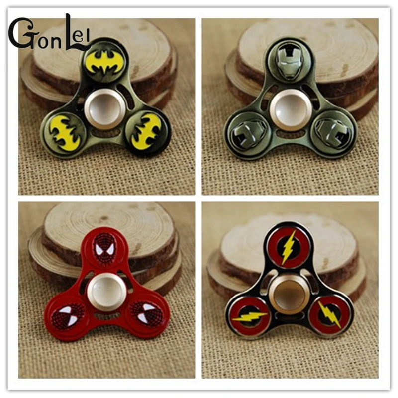 

GonLeI 2017 New Fidget Toy BatMan Captain America Shield Iron Man Spiderman Hand Spinner Finger Stress Spinner Tri Spinner