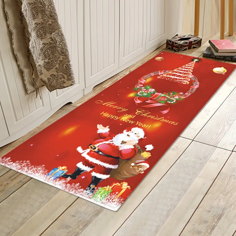 

Merry Christmas Door Mats Indoor Outdoor Entrance Flannel Carpet Christmas Rugs Santa Claus Xmas Decorations for Home