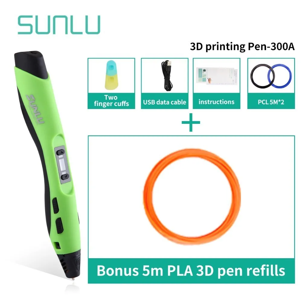 

SL-300A 3D Printing Pen Support PLA/ABS/PCL Filament Adjustable Temperature 3D Drawing Pen Safe To Children Drawing